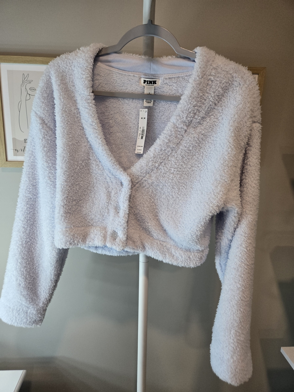 PINK Victoria's Secret Plush Cropped Cardigan in Light Lavender